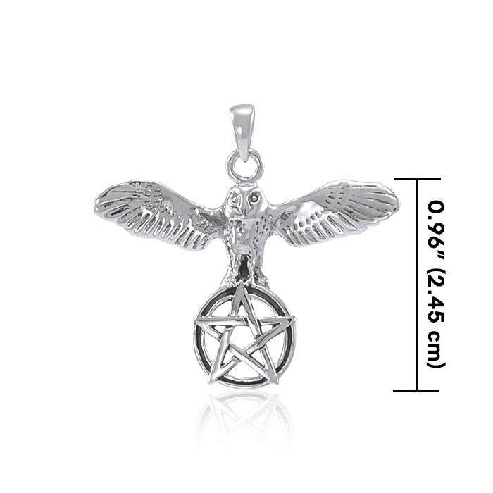 Flying Owl with Pentagram Silver Pendant TP3308 Pendant