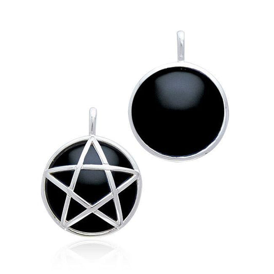 Dimensional Magick ~  Sterling Silver Pentacle and Inlaid Stone Pendant TP3379 Pendant