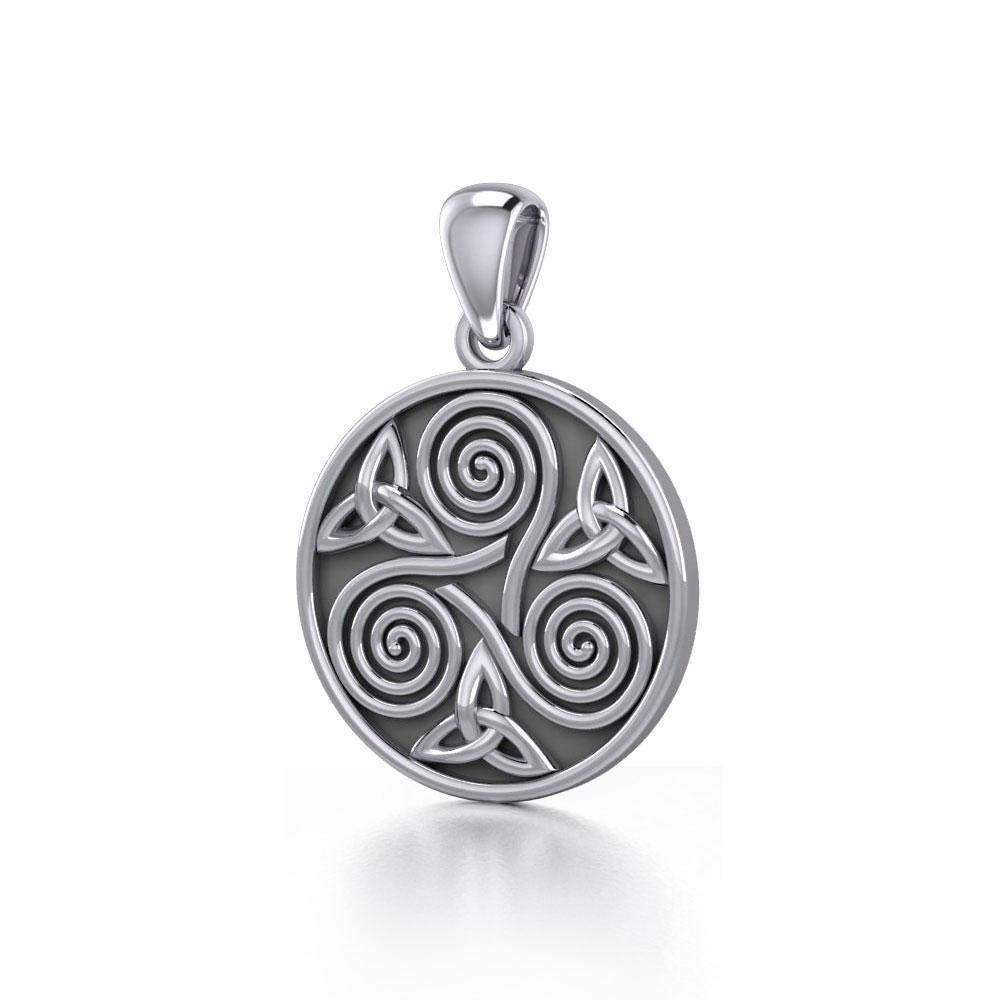 Celtic Three Single Spirals Triquetra Silver Pendant TP346 Pendant