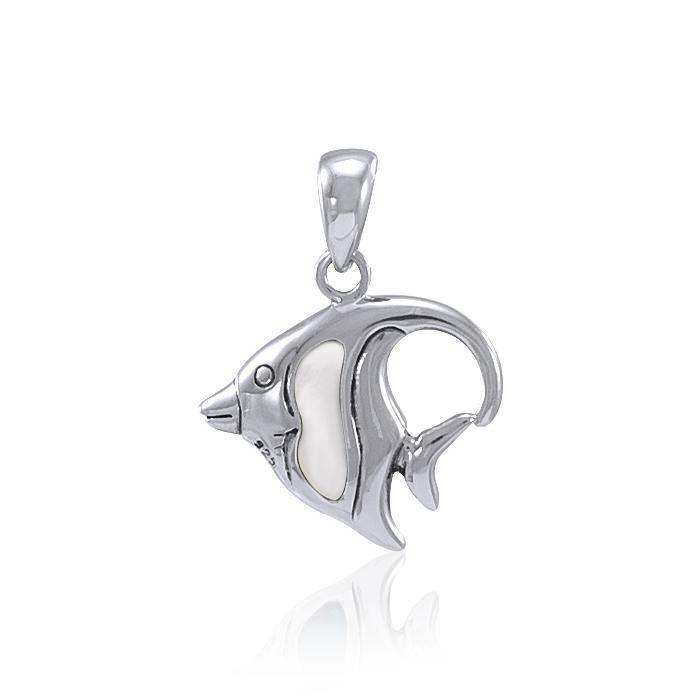 Sterling Silver Angelfish Pendant with Inlay Stone TP963 Pendant