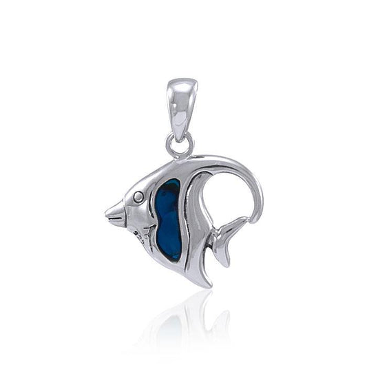 Sterling Silver Angelfish Pendant with Inlay Stone TP963 Pendant