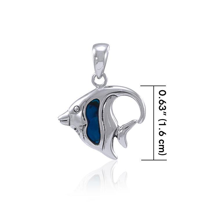 Sterling Silver Angelfish Pendant with Inlay Stone TP963 Pendant