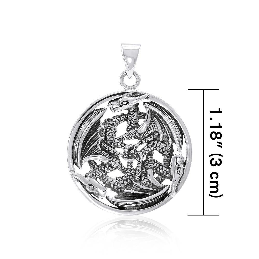 Forever entwined Triple Dragon ~ Sterling Silver Amulet Pendant TP965 Pendant