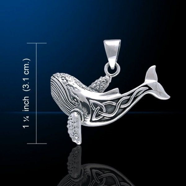 Celtic Accent Humpback Whale Sterling Silver Pendant TPD054
