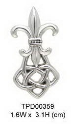 Celtic Knotwork Fleur-de-Lis Sterling SilverPendant Jewelry