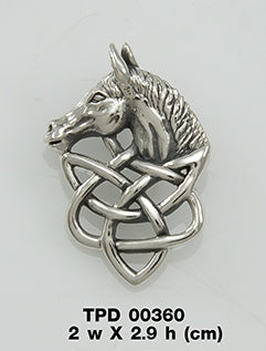 Sterling Silver Celtic Knotwork Horse Pendant TPD360