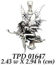 Amy Brown Mushroom Fairy ~ Sterling Silver Jewelry Pendant TPD1647 - peterstone.dropshipping