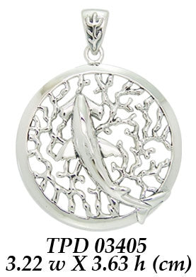 Mighty Hammerhead Shark on the Reef ~ Sterling Silver Jewelry Pendant TPD3405