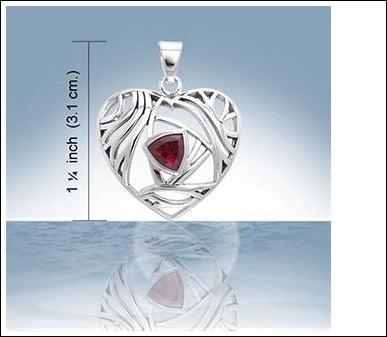 Contemporary Silver Heart Pendant with Gemstone TPD3478 - peterstone.dropshipping
