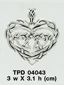 Cari Buziak Celtic Knotwork Heart Sterling Silver Pendant Jewelry TPD4043