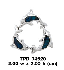 Dolphins Inlaid Shell Pendant TPD4620