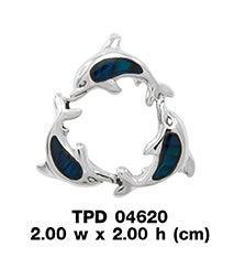 Dolphins Inlaid Shell Pendant TPD4620 - peterstone.dropshipping