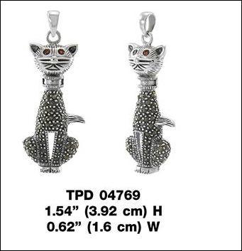 Cat Marcasite Pendant TPD4769 - peterstone.dropshipping