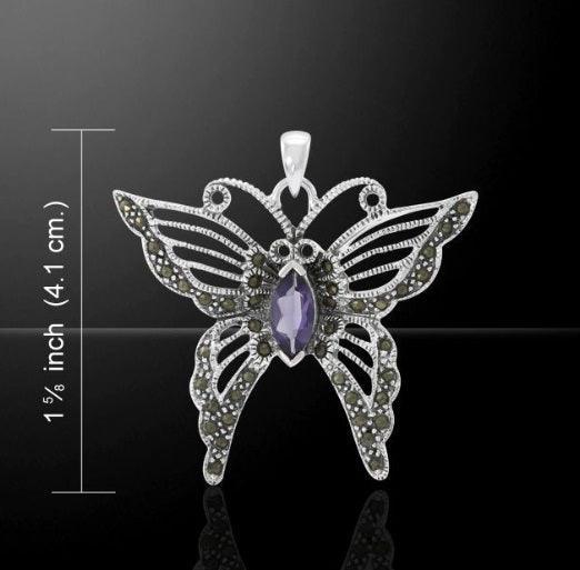Butterfly Gemstone Marcasite Pendant TPD4770 - peterstone.dropshipping