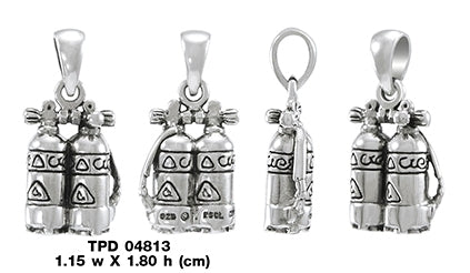 Double Dive Tank Sterling Silver Pendant TPD4813