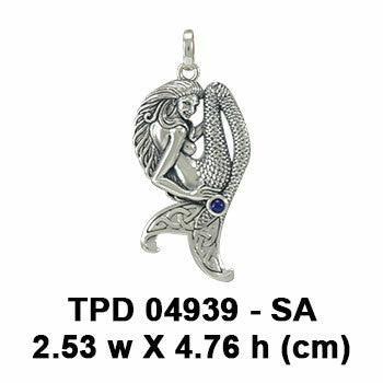 Mermaid Goddess Sterling Silver Pendant with Gemstone TPD4939 - peterstone.dropshipping