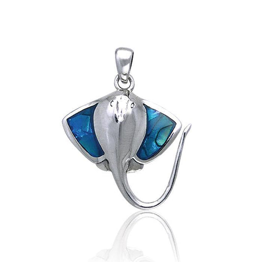 Excellent Maneuver on the Sea ~ Sterling Silver Inlaid Stingray Pendant TPD050 Pendant