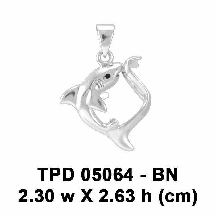 Big Eye Thresher Shark Sterling Silver With Gemstones Pendant TPD5064 - peterstone.dropshipping