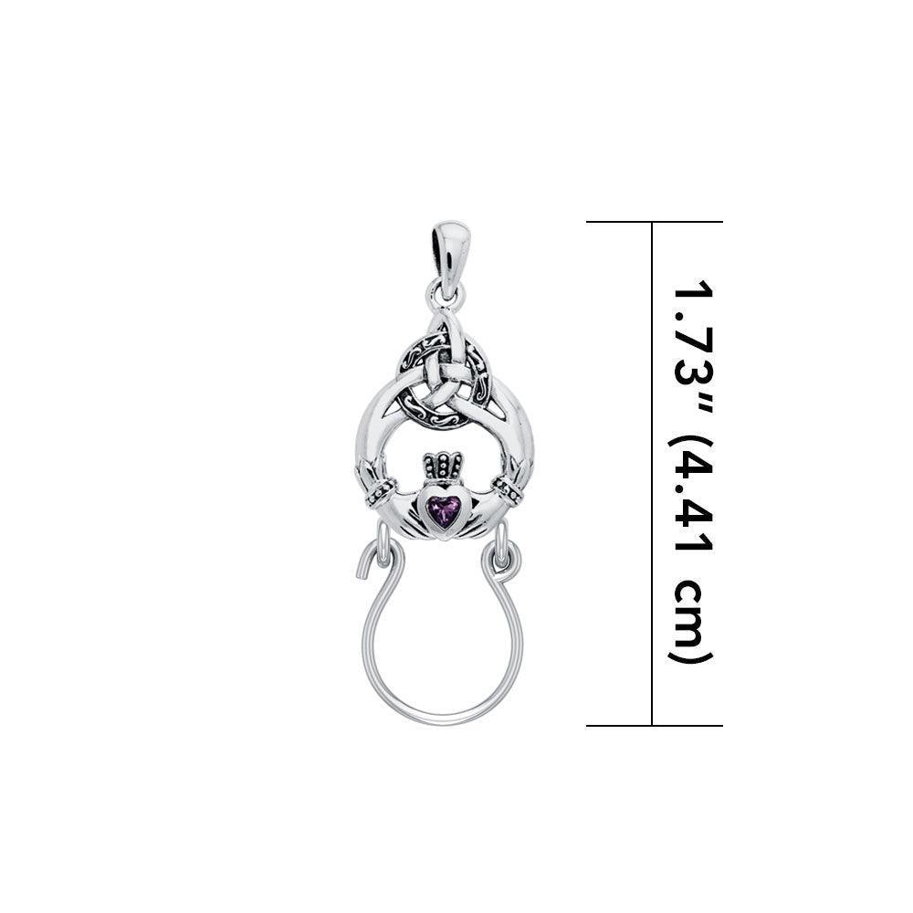 Claddagh Triquetra Silver Charm Holder Pendant with Gemstone TPD5098 - peterstone.dropshipping