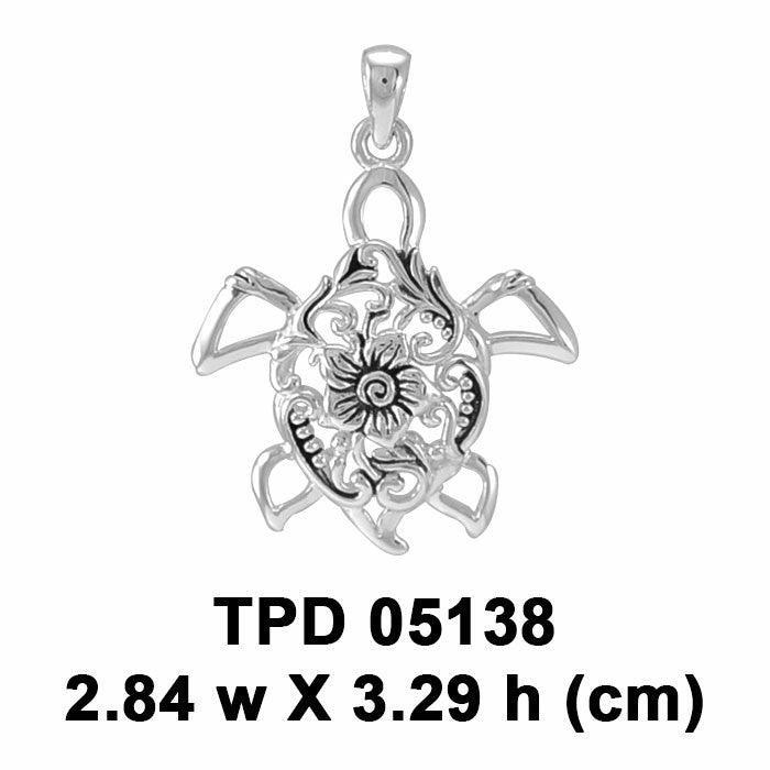 The elegant charm of the ocean ~ Sterling Silver Sea Turtle Filigree Pendant Jewelry TPD5138 - peterstone.dropshipping