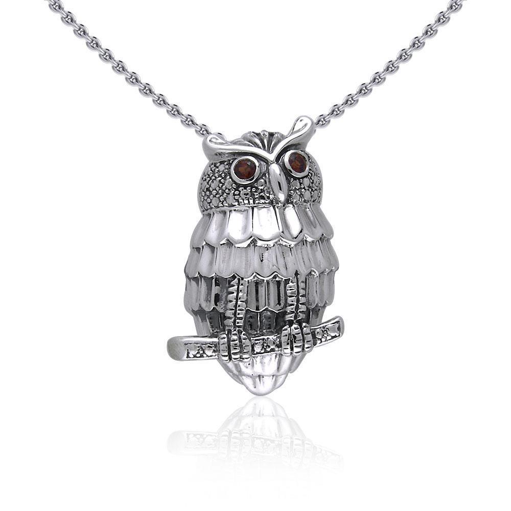Capture the spirit of the intriguing Owl ~ Sterling Silver Pendant Jewelry	  TPD053 Pendant