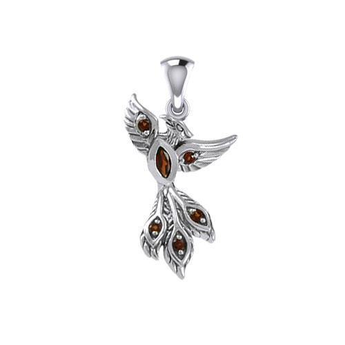 Alighting breakthrough of the Mythical Phoenix Silver Pendant with Gems TPD5407 Pendant