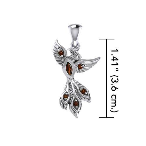 Alighting breakthrough of the Mythical Phoenix Silver Pendant with Gems TPD5407 Pendant