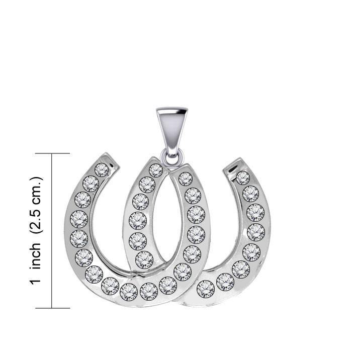 Horseshoes Equestrian Silver Pendant TPD5759 - Wholesale Jewelry