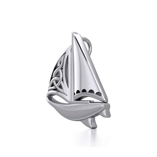 Sailing on the high seas ~ Sterling Silver Celtic Sailboat Pendant Jewelry TPD073 - Wholesale Jewelry