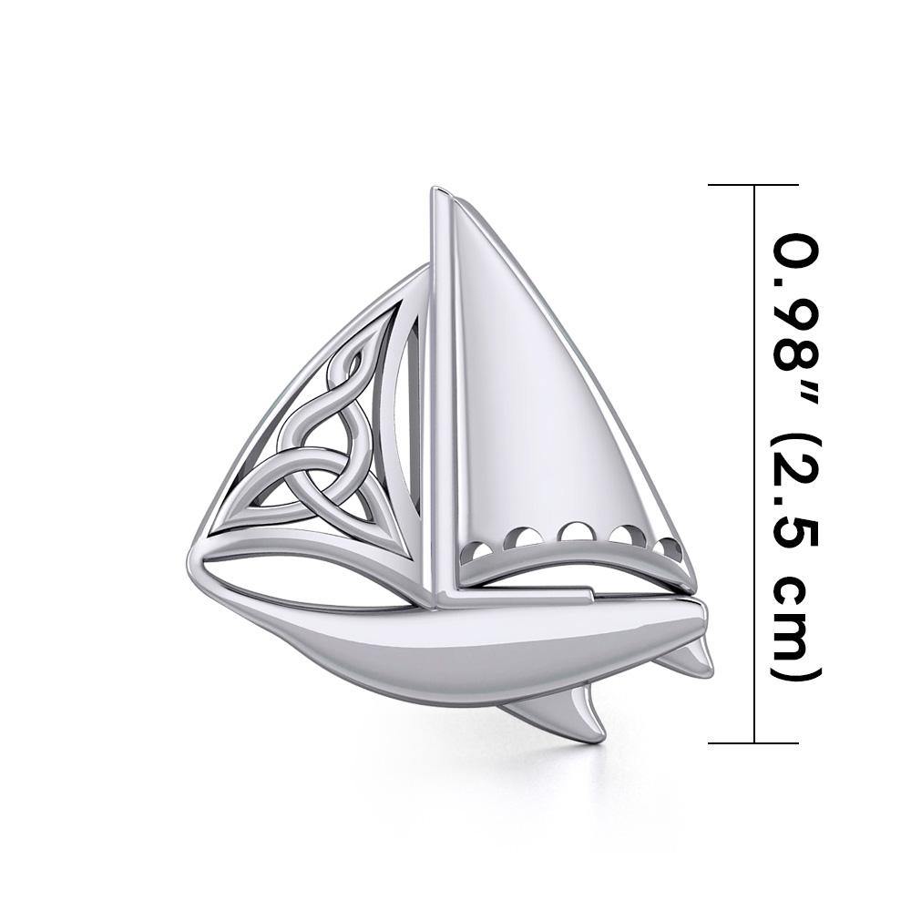 Sailing on the high seas ~ Sterling Silver Celtic Sailboat Pendant Jewelry TPD073 - Wholesale Jewelry