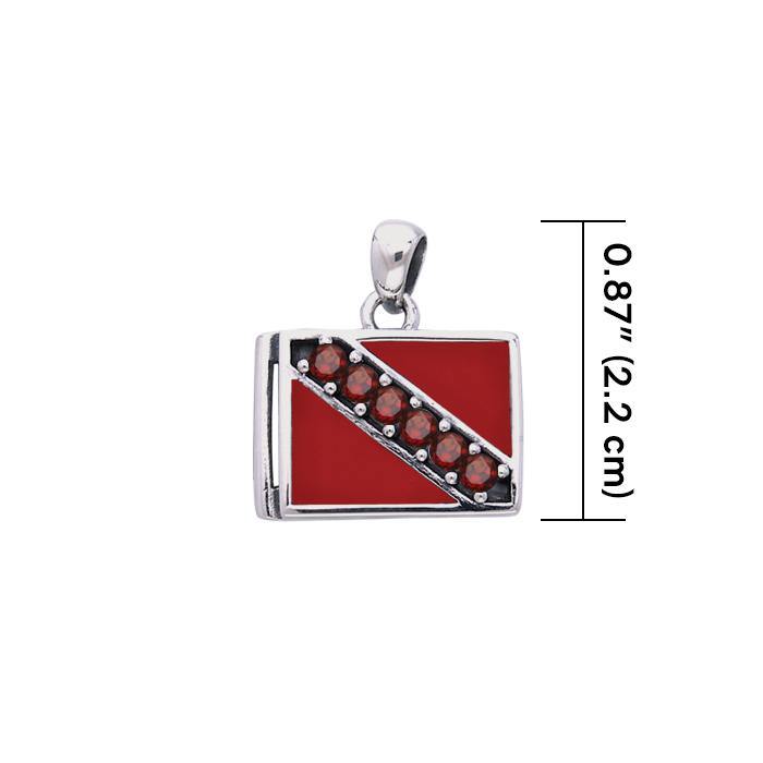 Dive Flag Silver Pendant with Gemstone TPD074 Dive Flag
