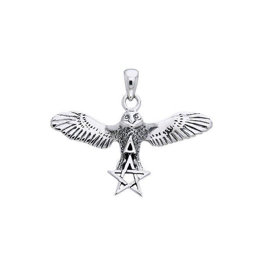 Flying Owl with The Star and Triangle Silver Pendant TPD1010