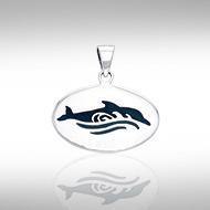 Dolphin and Waves Silver Pendant TPD1022 Pendant