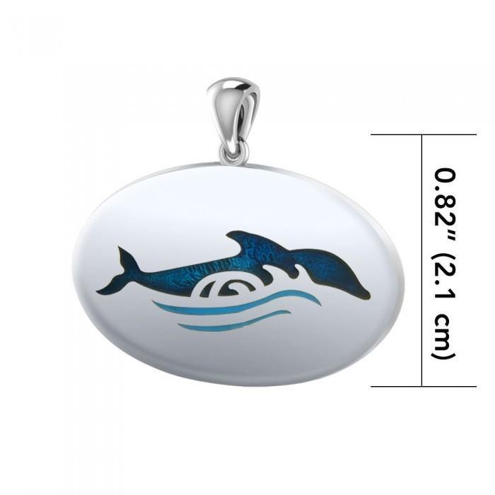 Dolphin and Waves Silver Pendant TPD1022