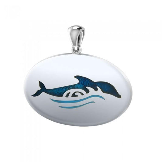 Dolphin and Waves Silver Pendant TPD1022
