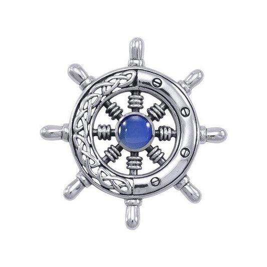 Wherever the Celtic ship wheel goes ~ Sterling Silver Small Pendant with Gemstone TPD1028 - peterstone.dropshipping