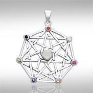 Protective Septacle Silver Pendant with Gemstones by Oberon Zell TPD1076 Pendant