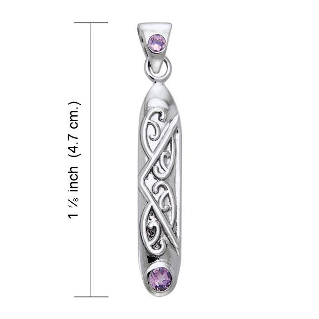 Celtic Maori Long Sterling Silver Pendant with Gemstone TPD1214 Pendant