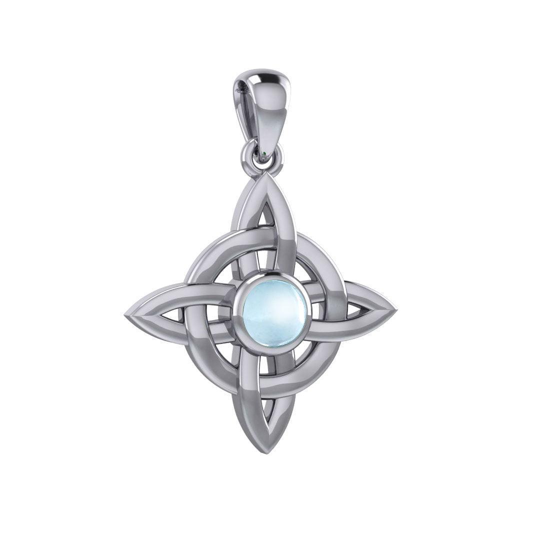 Celtic Knotwork Wheel of Being Sterling Silver Pendant with Gemstone TPD130 - peterstone.dropshipping