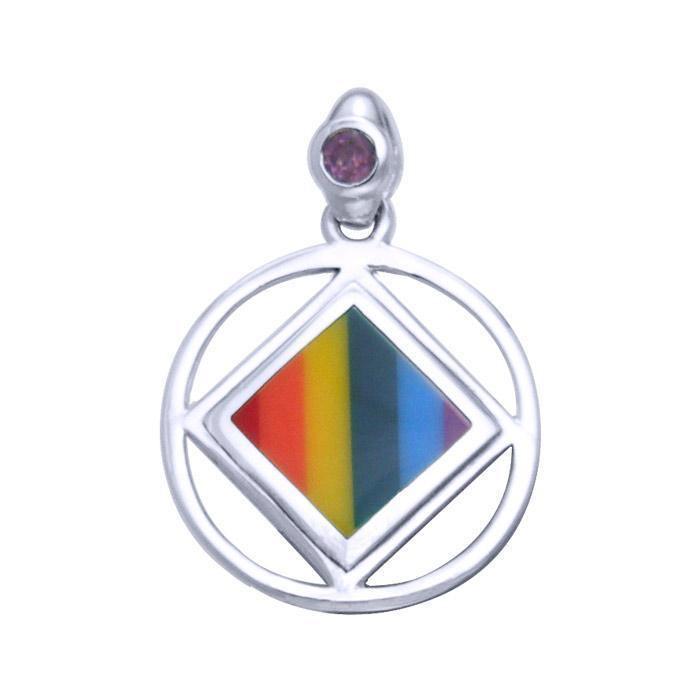 Encircled Square Symbol Silver Pendant TPD168