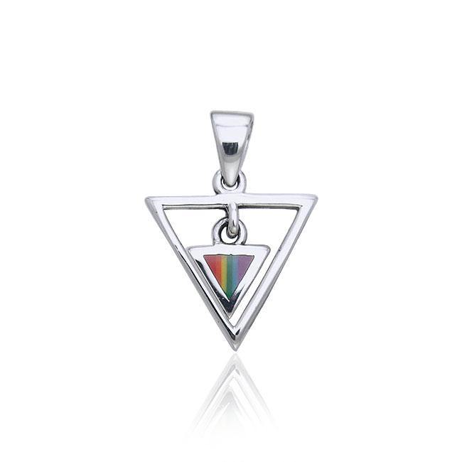 Rainbow Triangle in Triangle Silver Pendant TPD169 - Wholesale Jewelry