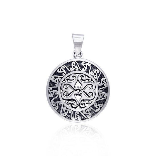 TPD181 Celtic Triple Spiral Sun Disk Pendant