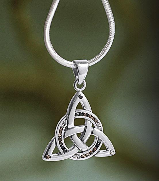 Celtic Knotwork Trinity Silver Pendant and Gemstones TPD1810 - Wholesale Jewelry