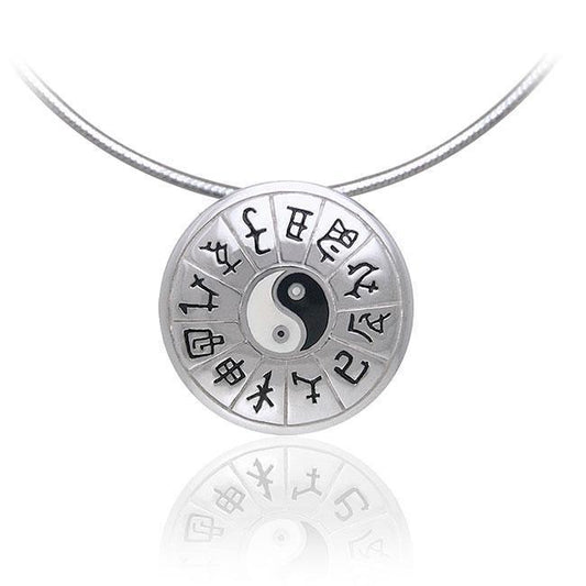 Chinese Astrology Yin Yang Silver Pendant TPD248 Pendant