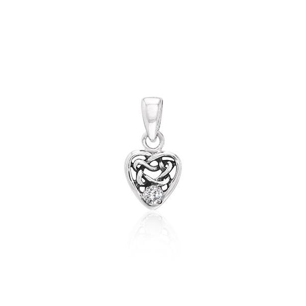 Celtic Knotwork Heart Birthstone Sterling Silver Pendant TPD2897 Pendant