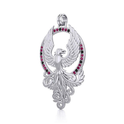The Majestic Phoenix ~ Sterling Silver Necklace with Gemstones Accent TPD2916 Necklace