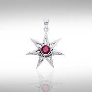 Sexy Witch Seven Pointed Star with Gemstone Silver Pendant TPD2929 Pendant