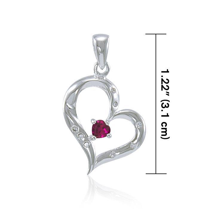 Elegant Heart Silver Pendant with Gemstone TPD2962 Pendant