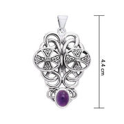 An intricate reminder of endless faith and courage ~ Celtic Knotwork Cross Sterling Silver Pendant Jewelry with Amethyst Gemstone TPD3009