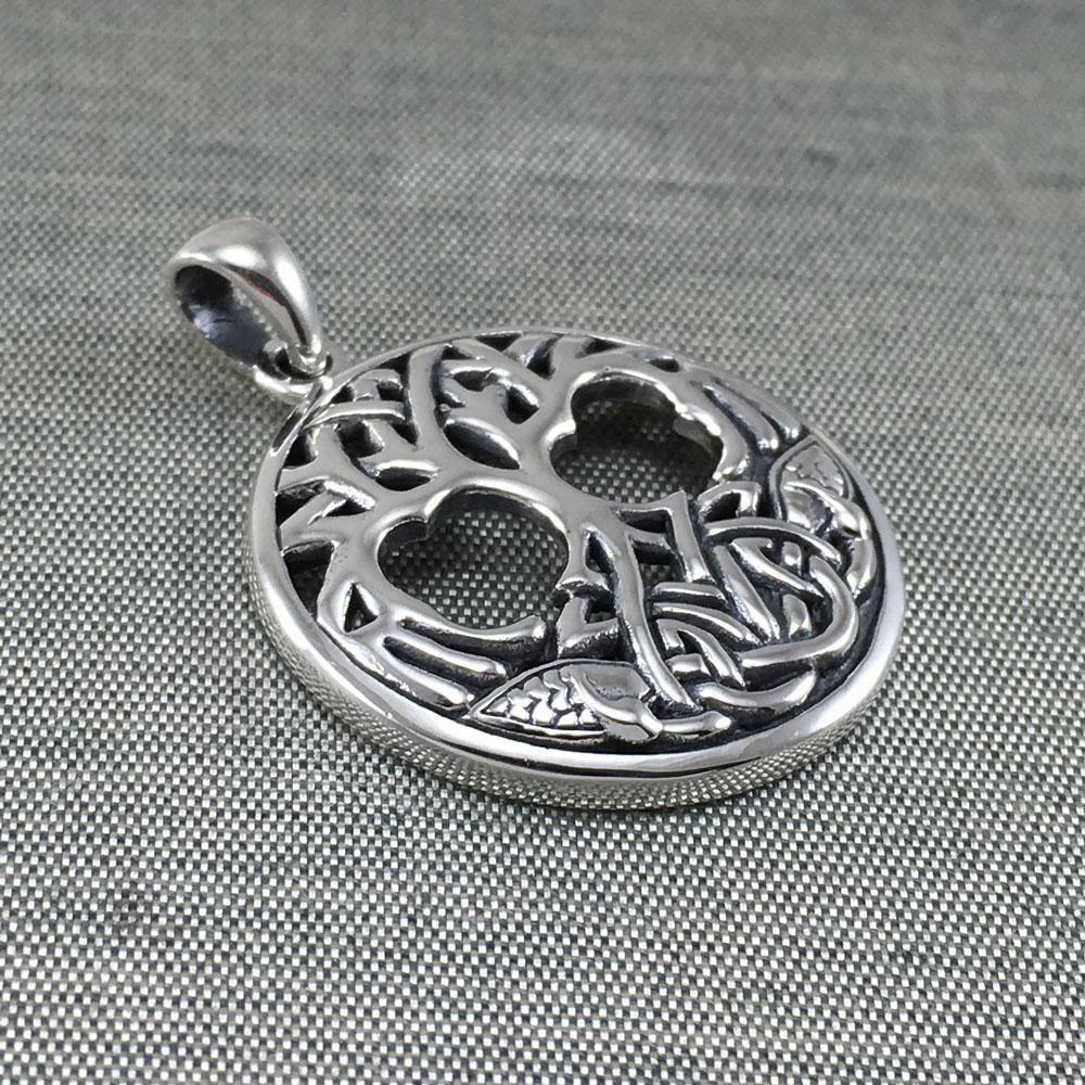 Interwoven with Birds in the Celtic Tree of Life ~ Sterling Silver Jewelry Pendant TPD3019 - Wholesale Jewelry